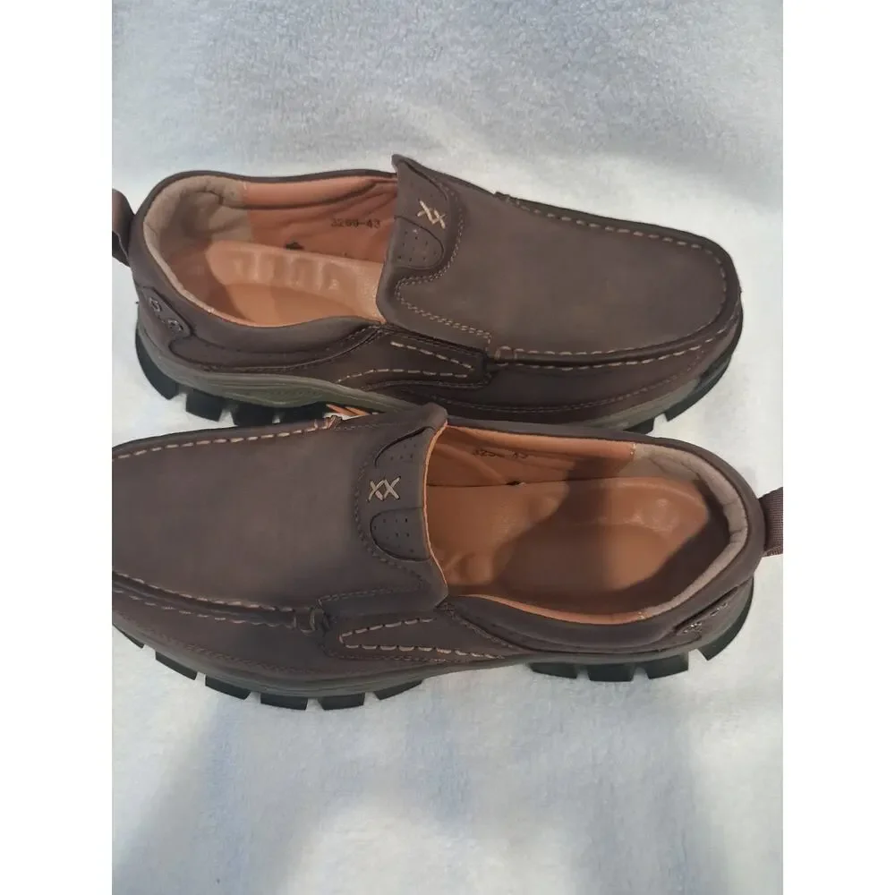 Shoes Slip Loafers On Brown Leather Slip Safety Shoes Composite Toe Sz 9.5 EE